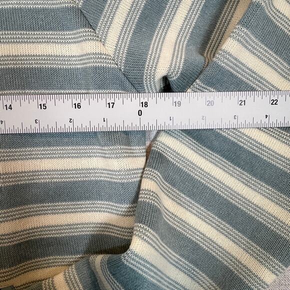 Eddie Bauer Striped Henley Hoodie Fleece Pullover Blue and White/Cream Women's S - Picture 6 of 8